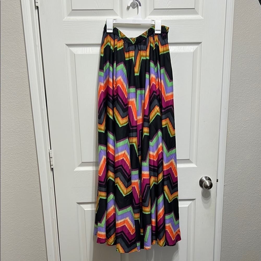 Vibrant Multicolor Chevron A-Line Skirt